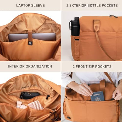 Jadyn Austin Carry-On Travel Duffel Bag for Women, 18” Weekender Bag with Laptop Sleeve, Durable Material, and Trolley Sleeve, Ideal for Work, Gym, and Overnight Trips (Terracotta) - color: Terracotta