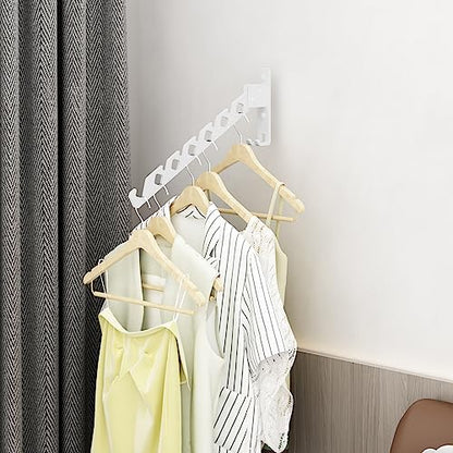 Wall Mounted Clothes Drying Rack, Wall Clothes Hanger Foldable, Laundry Hanger Hook for Bathroom, Wall Clothes Rack Indoor, Perfect for Small Spaces, White - color: White