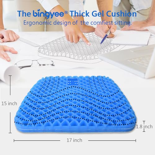 Gel Seat Cushion 1.8 Inch Thick Seating Pad Orthopedic Chair Cushions for Pressure Relief Gel Pads for Office Chair, Car, Home, Wheelchair, Kayak Cushion, Stadium Cushion