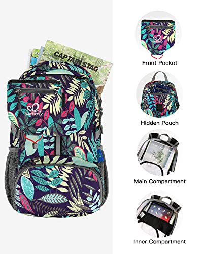 WATERFLY Small Lightweight Packable Backpack: 20l Ultra Light Foldable Travel Hiking Camping Daypack Day Pack for Man Woman - color: Blue Leaf