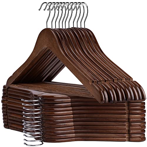 Wooden Hangers - 30 Pack - Clothes Hanger for Daily Used,Heavy Duty Wood Hangers with Precisely Cut Notches,Coat Hanger for Closet, Clothes Hangers for Shirt Suit Dress (Walnut) - color: Walnut
