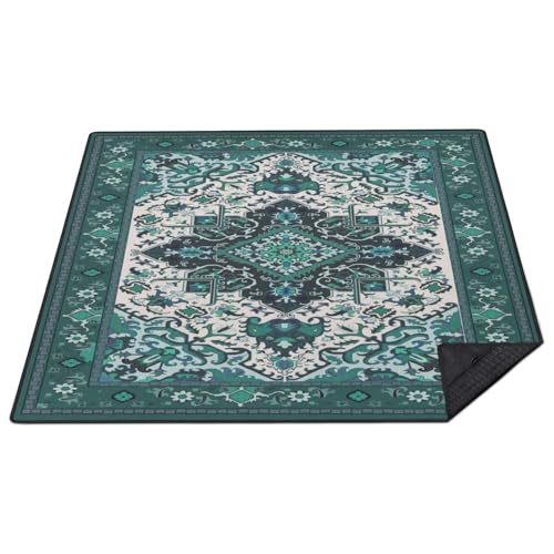 Supfitness Extra Large Picnic Blankets Waterproof Foldable (80"x 80") Beach Blanket Waterproof Sandproof,3-Layer Thicking Mat Outdoor Packable Camping Blanket - color: Boho-teal, size: 80x80in