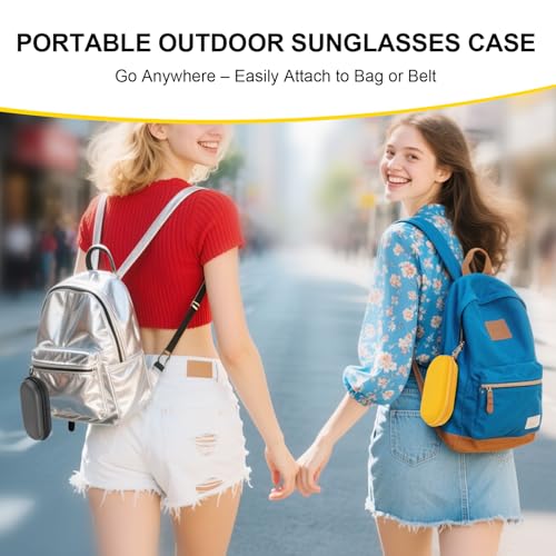 Double Glasses Case,Dual Eyeglasses & Sunglasses Organizer with Clip Zipper Closure for Travel 2 Pairs Storage Box - color: Black