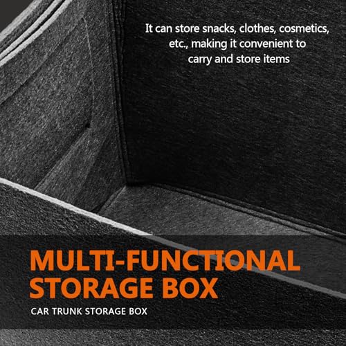 Felt Car Trunk Organizer, Foldable Vehicle Storage Box, Large Capacity Multi-Purpose Automotive Interior Accessories for Cars, SUV, Sedan, Truck (Dark Grey) - color: Dark Grey
