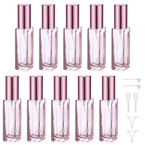 Segbeauty 10ML Refillable Perfume Bottle, 10 Packs Fine Mist Atomizer Sprayer, Empty Glass Spray Bottle Mini Portable Travel Atomizer for Toiletries, Fragrance Scent Pump Dispenser - color: Pink, style: Mini Bottle Set
