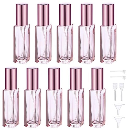 Segbeauty 10ML Refillable Perfume Bottle, 10 Packs Fine Mist Atomizer Sprayer, Empty Glass Spray Bottle Mini Portable Travel Atomizer for Toiletries, Fragrance Scent Pump Dispenser - color: Pink, style: Mini Bottle Set
