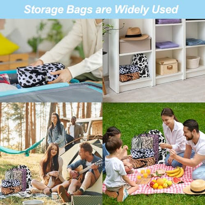Travel Animal Skin Print Compression Packing Cubes Set - Slim-Fold Packing Organizers -Travel Essential Bag for Clothes Shoes Cosmetics Toiletry 7 Piece - color: Black-10