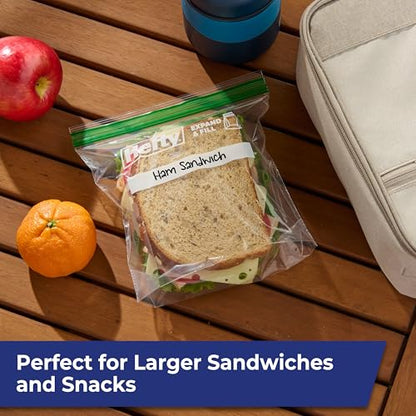 Hefty XL Press to Close Plastic Sandwich Expand and Fill Food Storage Bags, 130 Count - size: Sandwich, style: 130 Count