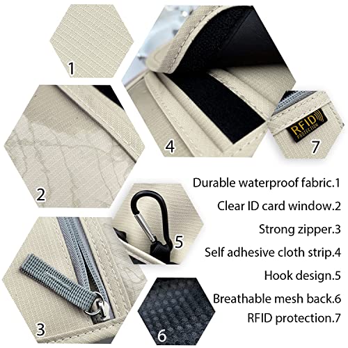 Travel Neck Wallet, RFID Blocking Passport Holder with Adjustable Neck Strap for Men and Women to Keep Cash, Credit Cards and Travel Documents Safe - Beige - color: Beige