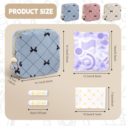 Period Bag for Teen Girls, Corduroy Cute Sanitary Napkin Storage Bag, Menstrual Pad Pouches Tampon Holder for Purse (Beige-Bow Tie) - color: Bow Tie-beige
