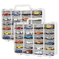 Saichotoy Storage Case for Hot Wheels - Carrying Display Case for 1/64 Scale Toy Cars, 48-Slot Double-Sided Transparent Organizer with Built-in Steps & Adjustable Dividers (2 Packs) - size: 2 Packs