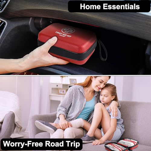 VRIEXSD Premium First Aid Kit, 320 Piece Waterproof Hard Shell Eva First Aid Kit for Home, Camping, Cars, Hiking, Travel, Businesses & Outdoor Emergencies - Emergency Medical Kits (Red) - color: Red