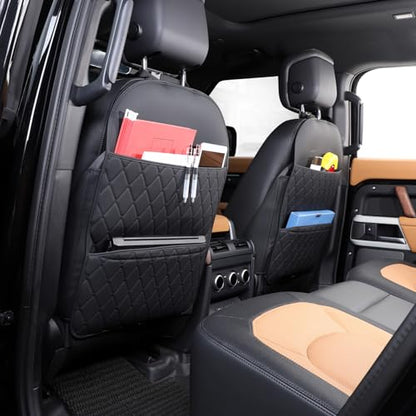 TAIKOO Seat Back Protector,Shields Seat Backs from Kicks and Adds Storage | kick mats back seat protector easy to install and clean, well-crafted, sturdy, durable and stylish.2 Pack - color: Style A-Black