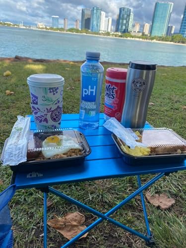 iClimb Ultralight Compact Camping Folding Table with Carry Bag (Blue - L) - color: Blue, size: Large
