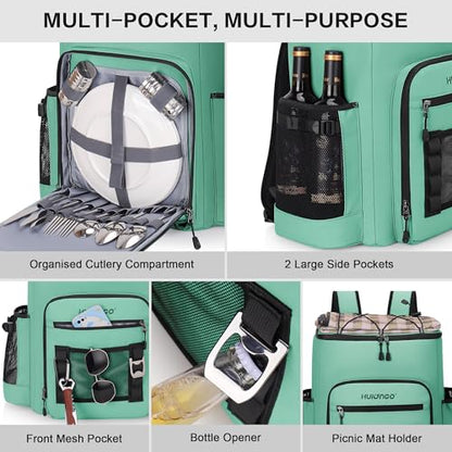 Hulongo Cooler Backpack, 30L Insulated Leakproof Soft Cooler Bag for 52 Cans, Lightweight Backpack for Beach, Picnic, Camping, Hiking, Fishing and Travel - color: Green
