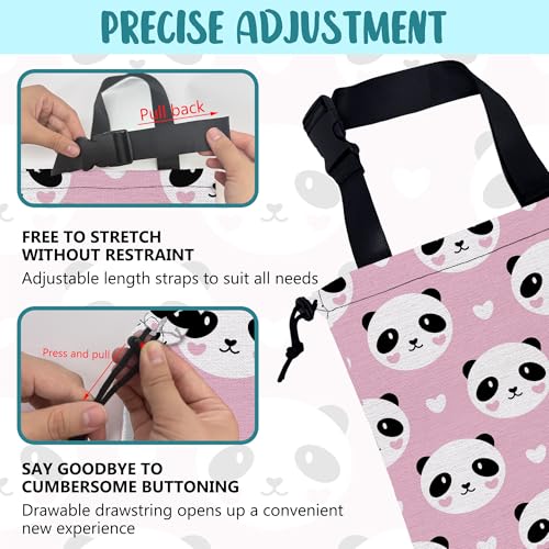 Car Garbage Bag Cute Panda and Heart Drawstring Car Trash Bag Hanging for Back Seat with Adjustable Buckle Canvas Vehicle Trash Can Easy-to-Install - color: Cute Panda and Heart