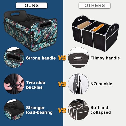 Deosk Car Trunk Organizer for SUV, Car Organizers and Storage with Reinforced Handles, Car Accessories for Women/Men 50L Waterproof Polyester Trunk Organizer(Medium, Leaves) - color: Leaves, size: Medium