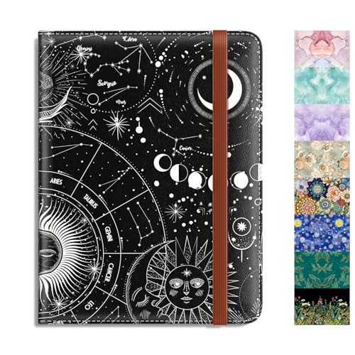 Rimilak Passport Holder, RFID Blocking Passport Cover Wallet Travel Essentials, Leather Travel Air Ticket Documents Organizer Protector for Women and Men, Sun Moon - color: Sun Moon