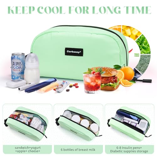 Cerbonny Small Cooler Bag Freezable Lunch Bag for Work School Travel, Leak-proof, 3.5L, Mint Green - color: Mint Green - Large