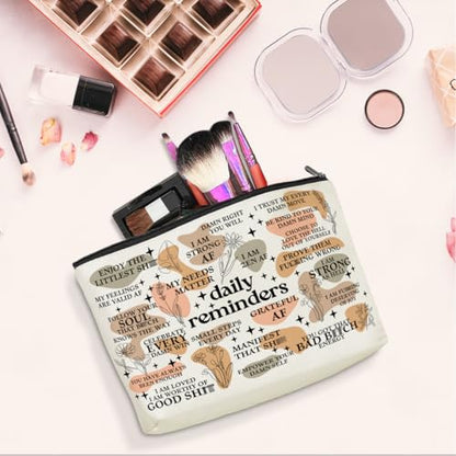 Daily Reminders Makeup Bag Positive Affirmations Self Love Gifts Inspirational Mental Health Gifts for Female Friend Colleagues Coworker Birthday Friendship Mothers Day Nurse Day Travel Toiletry Bag - color: Multicolor631