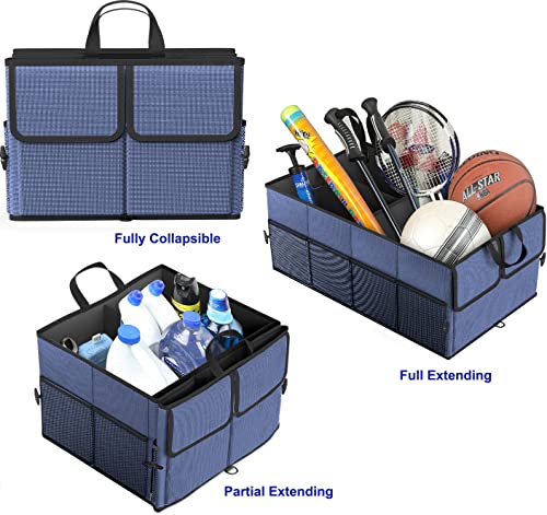 EPAuto Foldable Car Trunk Organizer for SUV, 3-Compartment with Removable Divider, Blue - color: Blue, size: 3-Compartment w/o Lids