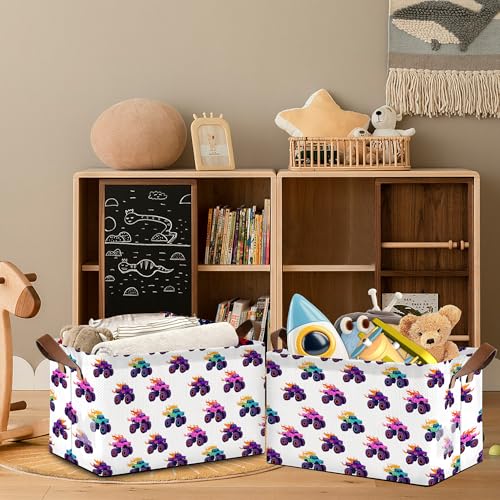 Funny Car Storage Baskets,Foldable Organizer Bin with Handles for Home Living Room Bedroom Closet Box 17x11.5x10Inch - color: Funny Car