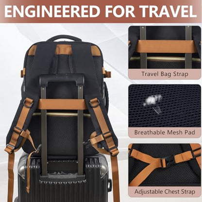 Travel Laptop Backpacks, 30L Carry On Backpack with 3 Packing Cubes, Travel Backpack for Women Airline Approved, Overnight Weekender Backpacks, Black - color: Black