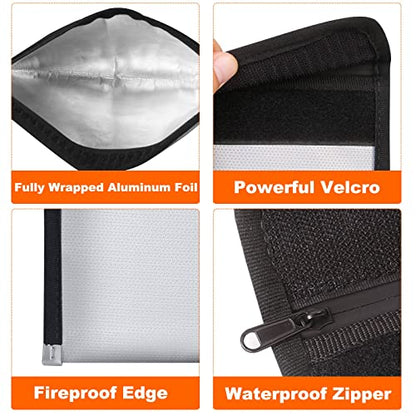 Small Fireproof Money Bag for Cash - Nesting 2 Pack (9.2"x5.7" & 8"x5"), Waterproof Money Pouch with Zipper, Fire Safe Accessories & Cash Envelopes for Budgeting, Emergency Grab (All Silver) - color: small-grey+big-grey