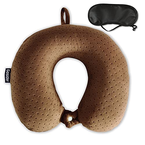 Memory Foam Travel Pillow, Comfortable Travel Neck Pillow U Shape, Support Neck and Head to Relieve Fatigue, Portable Neck Pillow Suitable for Planes, Trains, Self-Driving Cars - color: Brown