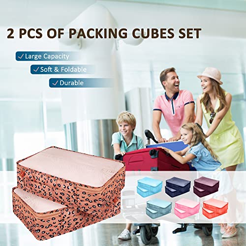 Packing Cubes Set, 2 Pcs Packing Organizers Set for Suitcases (Pink leopard) - color: Pink leopard