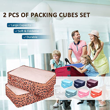 Packing Cubes Set, 2 Pcs Packing Organizers Set for Suitcases (Pink leopard) - color: Pink leopard