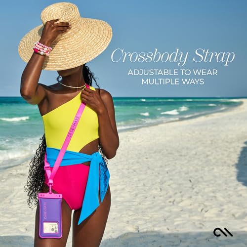 Case-Mate IP68 Waterproof Phone Pouch - Floating Waterproof Phone Case w/Crossbody Lanyard - Beach Cruise Ship Travel Essentials - Compatible with All Devices - Touchscreen Friendly - Purple Paradise - color: Purple Paradise