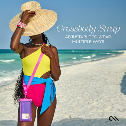 Case-Mate IP68 Waterproof Phone Pouch - Floating Waterproof Phone Case w/Crossbody Lanyard - Beach Cruise Ship Travel Essentials - Compatible with All Devices - Touchscreen Friendly - Purple Paradise - color: Purple Paradise