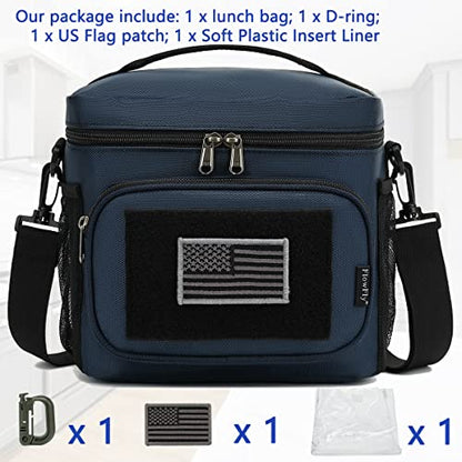 FlowFly Lunch Bag, Insulated Cooler, Thermal Lunch Box Tote with MOLLE/PALS Webbing, Adjustable Padded Shoulder Strap, for Tactical Men Women Adults and Boys Girls Kids (Cyan, Medium) - color: Cyan, size: Medium