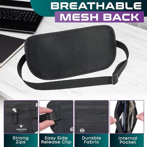 Travel Money Belt & Passport Holder - RFID Blocking Slim Travel Wallet & Fanny Pack for Men and Women - Essential Travel Pouch for Cash, Credit Cards, and Documents (Grey) - color: Grey