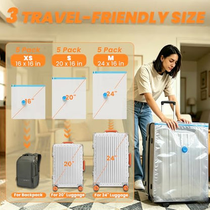 Travel Vacuum Storage Bags with Rechargeable Cordless Pump, 15-Pack Space Saver Bags for Suitcase & Luggage, Reusable Compression Bags in 3 Carry-On Sizes(16/20/24 Inch) - size: 15-Piece Travel Set