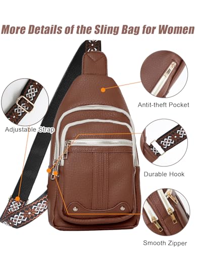Mothers Day Gifts for Mom Grandma Nana Aunt Teacher Nurse Crossbody Bags Gifts for Women Birthday Gift for Her Family Small Crossbody Sling Bag Fanny Pack Chest Travel Purse zChristmas Gift Ideas - color: Brown