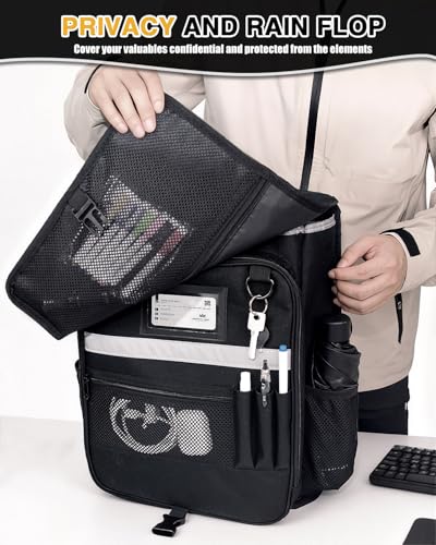 Car Front Seat Organizer with Accordion File Pocket | Laptop Sleeve (Up to 15.6 In) | Privacy Flap | Cup Holders | Adjustable Straps | Holds Tablets, Files, Supplies | for Work on the GO