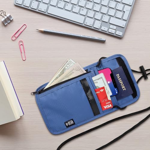 Likesing 5.5" L x 7.9" W Travel Neck Wallet, RFID Blocking Passport Holder, Security Lightweight Passport Travel Wallet, Neck Pouch Gifts for Women Men(Blue) - color: Blue