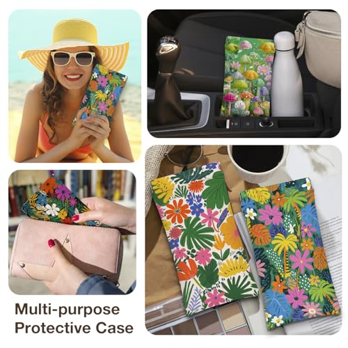 Eyeglass Cases 4 Pack,Boho Floral Pattern Sunglasses Case,PU Leather Soft Eye Glass Pouch for Women Men Student - color: Grass Green