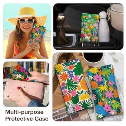 Eyeglass Cases 4 Pack,Boho Floral Pattern Sunglasses Case,PU Leather Soft Eye Glass Pouch for Women Men Student - color: Grass Green