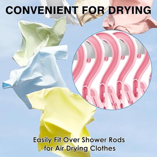 24pcs Laundry Hooks Clip Plastic Clothes Hangers Pins Super Strong Hanger Clips for Bathroom Travel Portable,Pink - color: Pink 24pcs