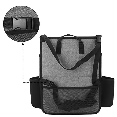 LUXJA Car Front Seat Organizer with Laptop and Tablet Storage Pockets, Car Seat Organizer with Back Adjustable Straps, Gray - color: Gray