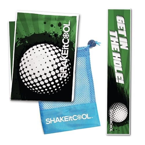 SHAKEitCOOL Original Cooling Towel – Be Cool in Style - Heat Relief, Soft, Lightweight, Sun Protection, Easy Clean - Perfect for Biking, Running, Yoga, Gym, Gardening - Golf - color: Golf