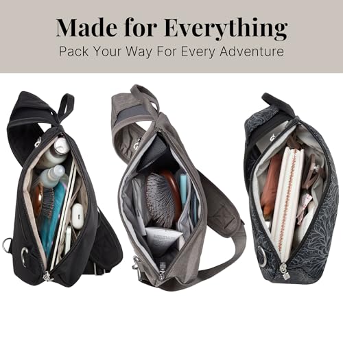 Baggallini Medium Sling Backpack - 9"x11" Lightweight Sling Bag with Convertible Adjustable Shoulder Strap - color: French Navy