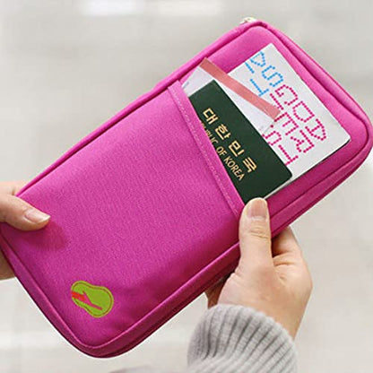 vanki Multi-Functional Fashion Ticket Passport Credit Card ID Document Organizer Holder Bag Purse Travel Pouch Case Cover (Rose Red)