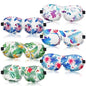 6 Pcs Hawaiian 3D Eye Mask - Contoured Floral Sleep Mask with Adjustable Straps for Women & Men - Blackout Sleeping Travel Nap Gift