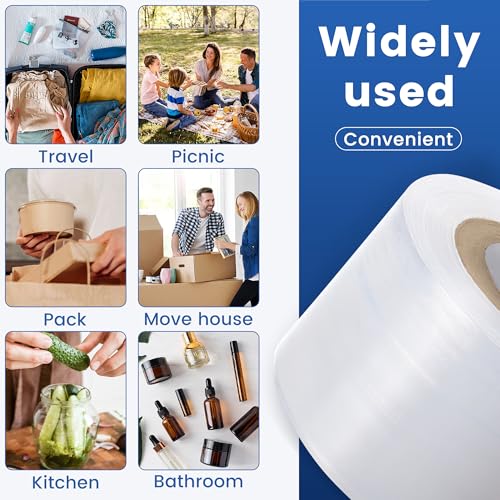 Mini Stretch Wrap Film Unheated Shrink Wrap Roll for Bottles/Jars Seal Packing (2 PCS)