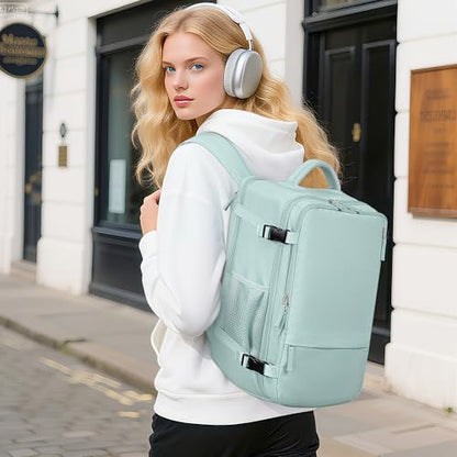 Beraliy Travel Backpack for Women, Airline Approved Bag, 16 inch Laptop Waterproof Hiking Backpack, Casual College Daypack, Weekender Bag, Mint Green - color: Mint Green, size: Large