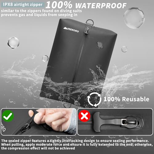 Upgraded Vacuum Bag for Travel, Professional IPX8 Waterproof Reusable Vacuum Compression Bags for Travel Suitcases, Durable Space Saver Bag - color: Black, size: 3 PC -With Pump